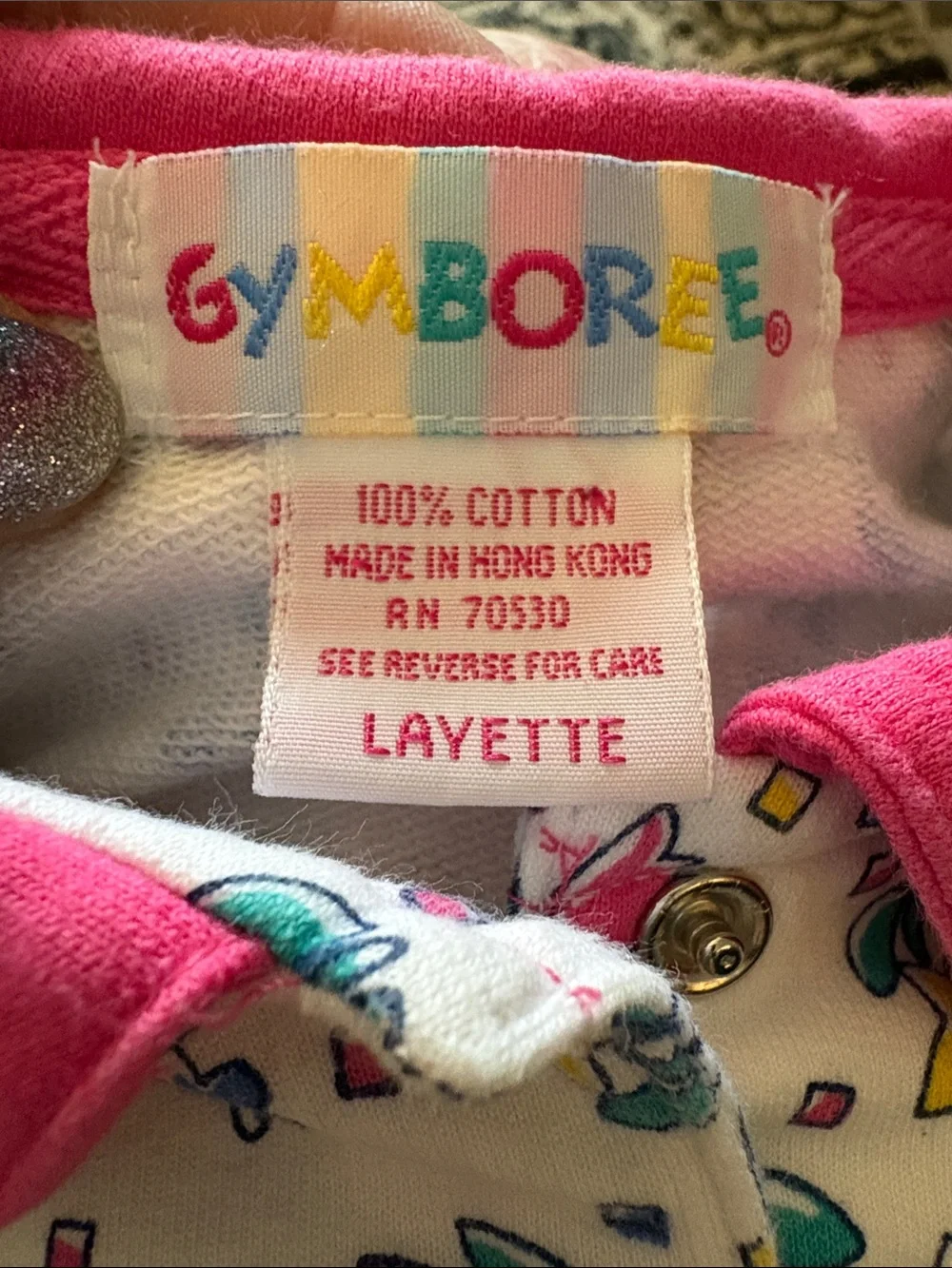 Vintage  Gymboree white colorful floral print romper onesie pink ruffle Sz 0-3